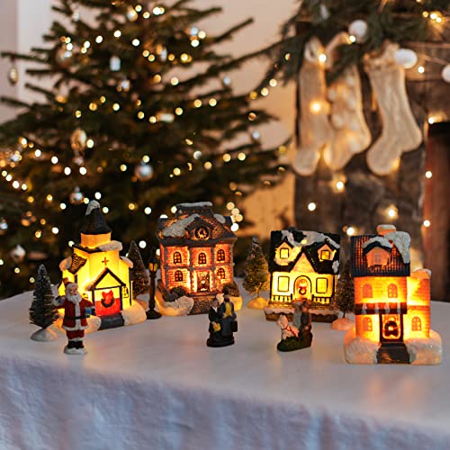 Christmas Village Set with LED Lights & Figurines Indoor Holiday Decor
