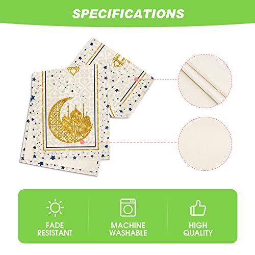 Artoid Mode 13x120 in White Moon Star Ramadan Table Runner, Polyester Home Decor