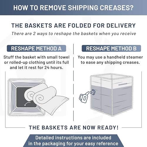 Woven Cotton Rope Storage Cubes 9x9x7 Inch Baskets with Handles (3-Pack)