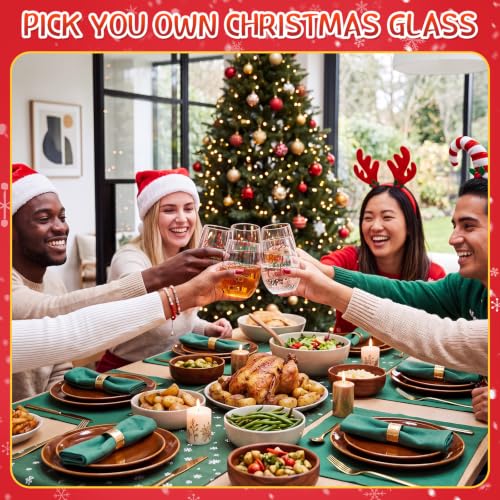 Yiyiring 24 Pcs Christmas Stemless Wine Glasses 16 oz, Plastic Glasses with Holiday Patterns