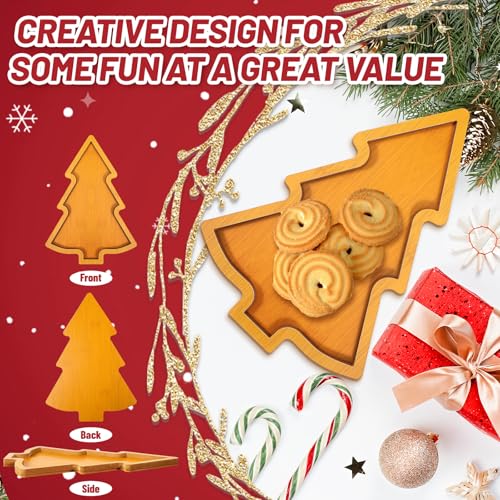 Christmas Tree Wooden Serving Tray - Holiday Appetizer & Dessert Platter