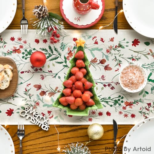 Artoid Mode 13 x 72 Inch Floral Leaves Table Runner for Christmas & Holiday Decor