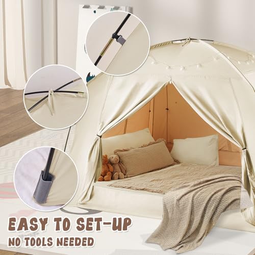 Queen Size Bed Tent - Breathable Blackout Privacy Canopy for Bed or Floor