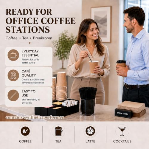 MAQIHAN 1000PCS Coffee Stir Sticks - Black Disposable Plastic Bar Utensils
