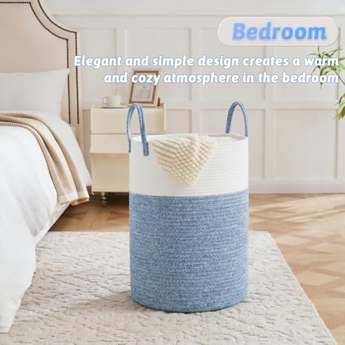 Woven Cotton Rope Laundry Hamper - 40L Decorative Storage Basket