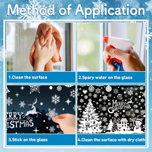 White Christmas Window Clings, 10 Sheets 206 Pcs