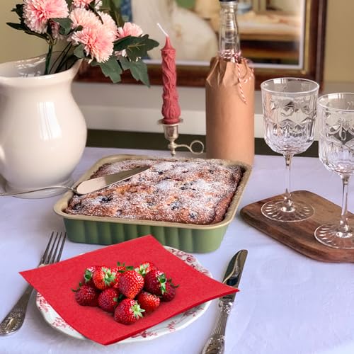 B.M.E 500 Pack Red Disposable Cocktail Napkins - Soft, Absorbent & Eco-Friendly