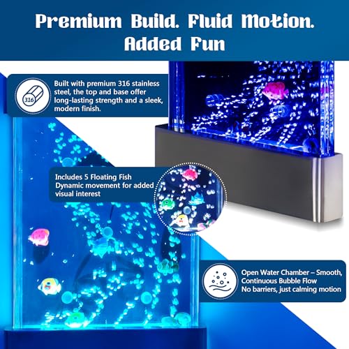 Tenmind LED Bubble Wall Panel 24x16 Inch with Fish & RGB Lights for Sensory Rooms