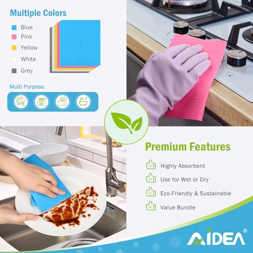 Reusable Swedish Dishcloths 10-Pack, Absorbent Sponge Kitchen Towels
