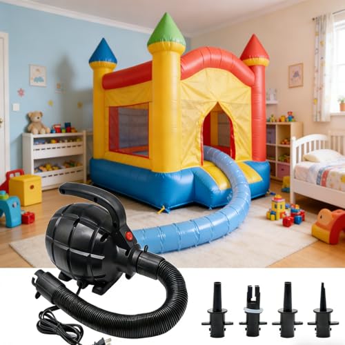 Electric Air Pump for Inflatables - 600W, 20L/min, 4 Nozzles