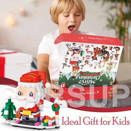 PARSUP 6-in-1 Christmas Advent Calendar Blocks (Red/Blue/White) – 24 Doors
