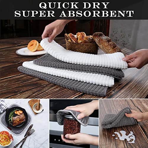 6-Piece Heat-Resistant Oven Mitts, Pot Holders, and Kitchen Towel Set - Grey