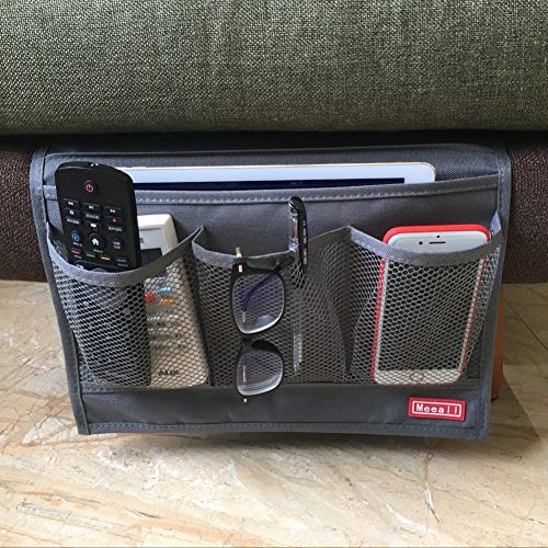 Bedside Caddy Storage Organizer with Pockets for Remote Phones Magazines