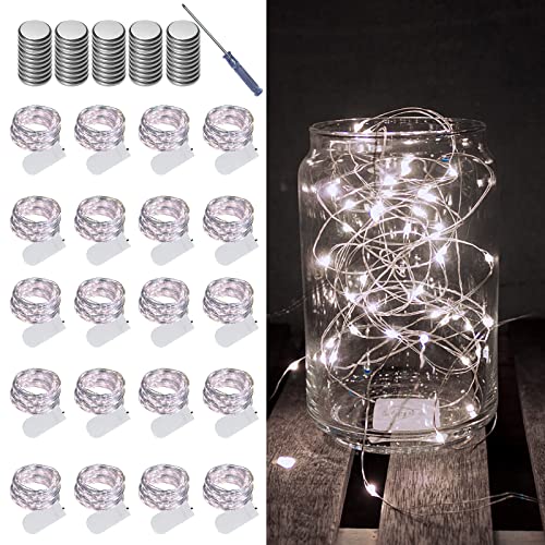 20 Pack Battery Operated LED Fairy String Lights - 6.6ft Silver Wire