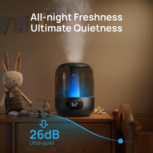 DREO Ultrasonic Humidifier - 3L Top Fill with 30H Quiet Runtime & Humidity Sensor | Black for Large Rooms