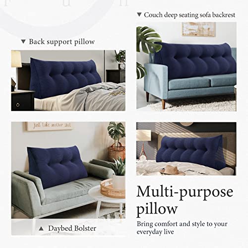 Twin XL Headboard Pillow - Soft Triangular Wedge Backrest for Dorm