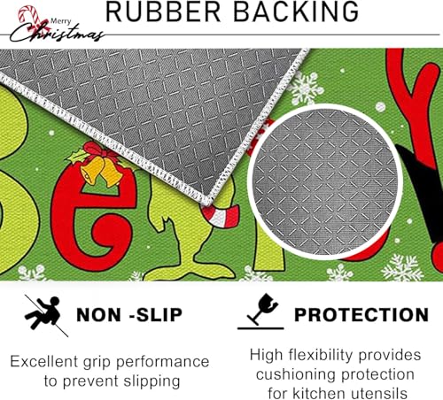 2-Piece Christmas Kitchen Rug Set, Non-Slip Washable Holiday Floor Mats