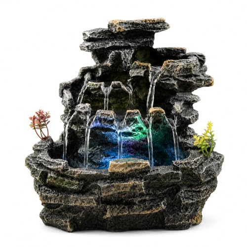 9-Inch Indoor Tabletop Water Fountain with LED Light, Zen Waterfall Decor