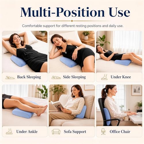 Memory Foam Lumbar Support Pillow for Bed Sleeping & Back Pain Relief