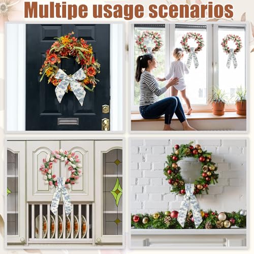 6 Pcs Wreath Sash for Front Door Toile De Jouy French Pattern