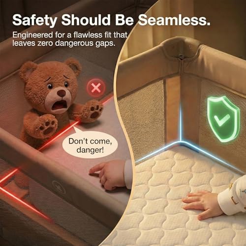 Dual Sided Pack and Play Mattress 38x26x3 Inch - Breathable Memory Foam