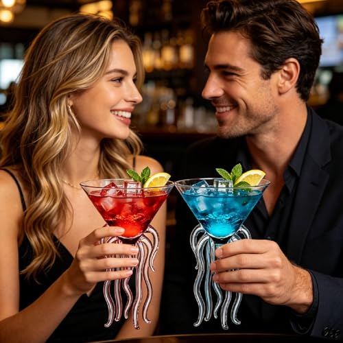 Octopus Cocktail Glass, 250ml Crystal Glass Martini Goblet for Parties