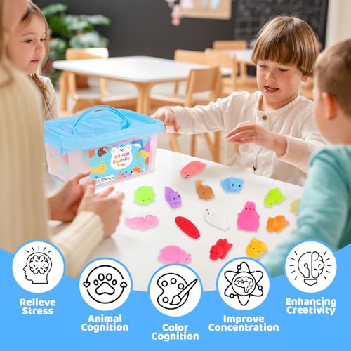 100 Pcs Mochi Squishy Toys Bulk - Sensory Fidget Toys for Party Favors