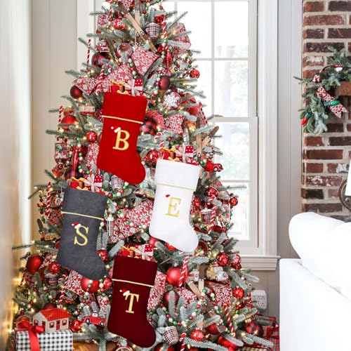 20-Inch Personalized White Velvet Monogram Christmas Stocking with Gold Trim