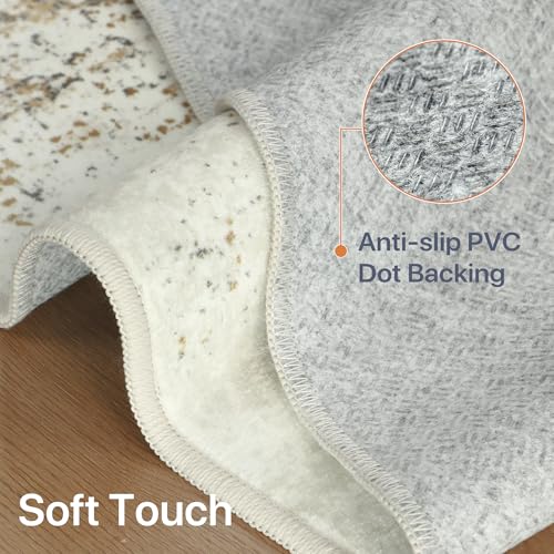 GENIMO Set of 3 Washable Non-Slip Kitchen Rugs Beige Brown 20x32/48/59 in