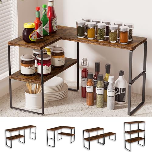 2-Tier Adjustable Kitchen Countertop Organizer & Corner Shelf