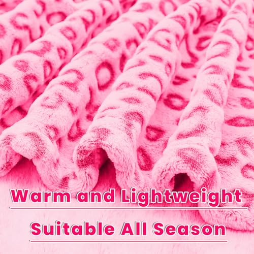 Pink Leopard Print Fleece Throw Blanket, Soft Fuzzy Microfiber for Kids