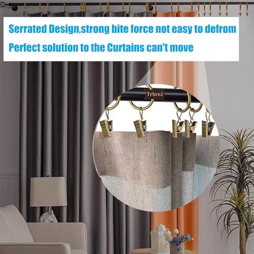 40 Pcs 1-Inch Antique Brass Curtain Rings with Clips for Drapery