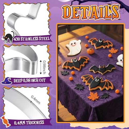 Teenyyou 2 Pcs Extra Large 8" Halloween Cookie Cutters - Ghost & Bat (Ghost & Bat Variation)