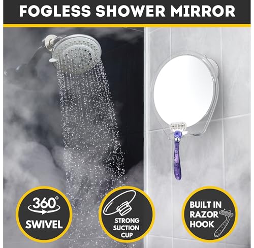 HONEYBULL Fogless Shower Mirror for Shaving with Suction Mount, White