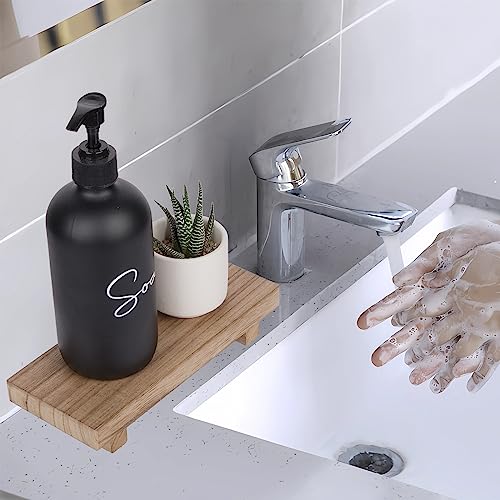 Small Wood Pedestal Tray, 8.7-Inch Farmhouse Bathroom Soap Holder