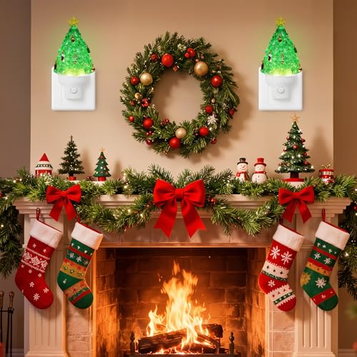 Xanqinluma Christmas Tree Night Light 1 Pack Wall Plug & USB Decor for Bedroom Living Room
