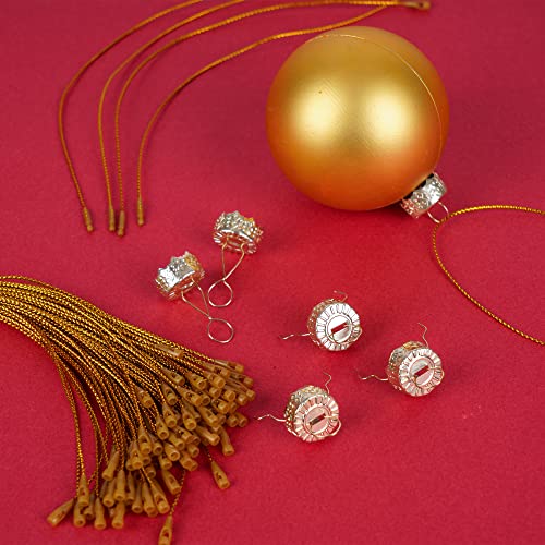 100-Piece Metal Christmas Ornament Caps and Hanger Strings for DIY Crafts