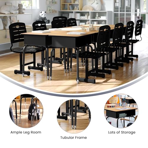 Adjustable Student Desk with Metal Book Box and Laminate Top