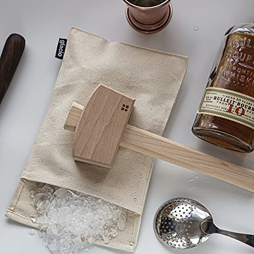 Glacio Wooden Hammer & Canvas Lewis Bag Set - Off White Variation for Crushed Ice