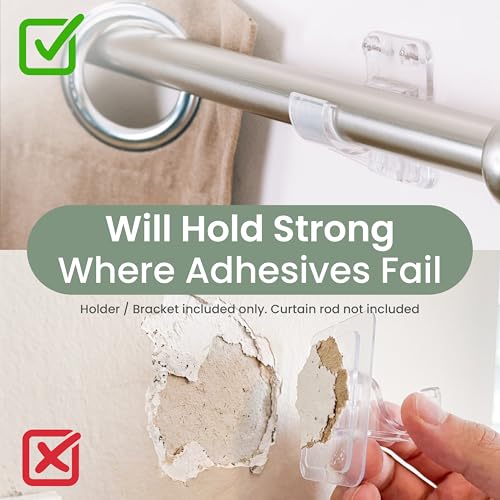 Heavy Duty Curtain Rod Brackets - No-Drill Pin-In Mounts for 0.75" Rods