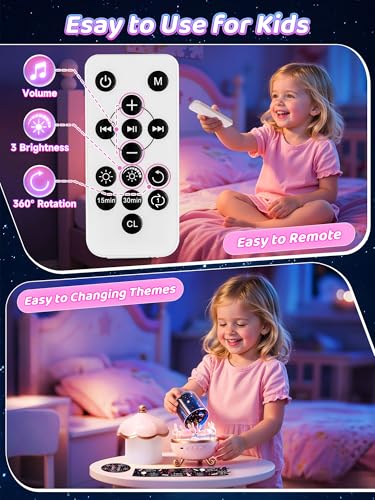 Carousel Star Projector Night Light with 15 Sounds and 15 Films for Kids