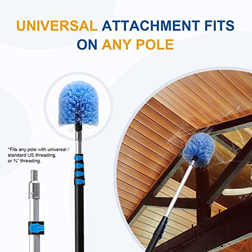 Twist-On Cobweb Duster Head Brush for 3/4 Inch Threaded Extension Poles