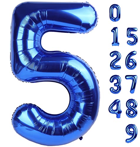 40 Inch Blue Number Balloons for Birthday Party Decorations