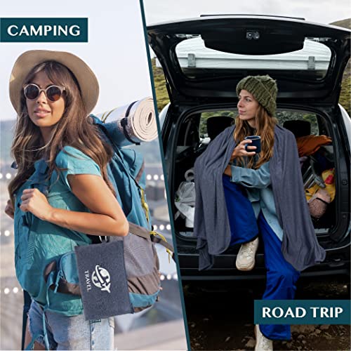 Compact Travel Blanket & Pillow Set - Soft Fleece for Airplane