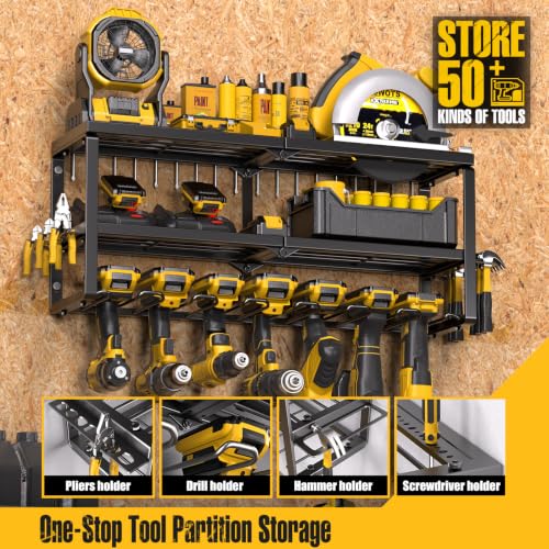 Heavy Duty Power Tool Organizer and Drill Holder Wall Mount Storage Rack
