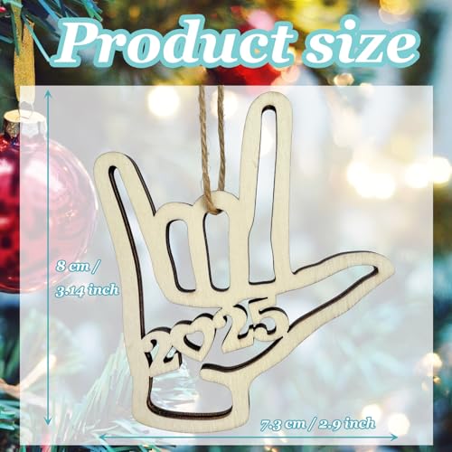 I Love You ASL Sign Language Christmas Ornament 2025 - 12pcs Wood Holiday Decor