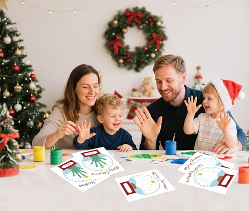 Christmas Handprint Art Cards 10-Pack - DIY Finger Paint Greeting Cards for Kids