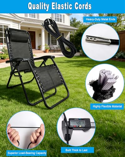 Universal Zero Gravity Chair Replacement Cords - 4 Pack Elastic Repair Kit