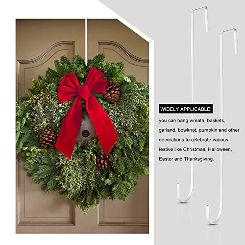 15-Inch Over The Door Wreath Hangers - 6-Pack Metal Front Door Hooks, White