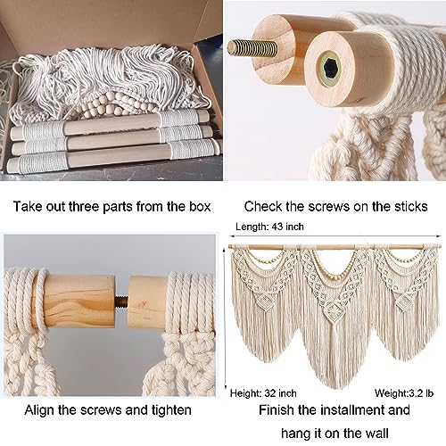 Large Macrame Wall Hanging - Boho Woven Cotton Tapestry Wall Decor